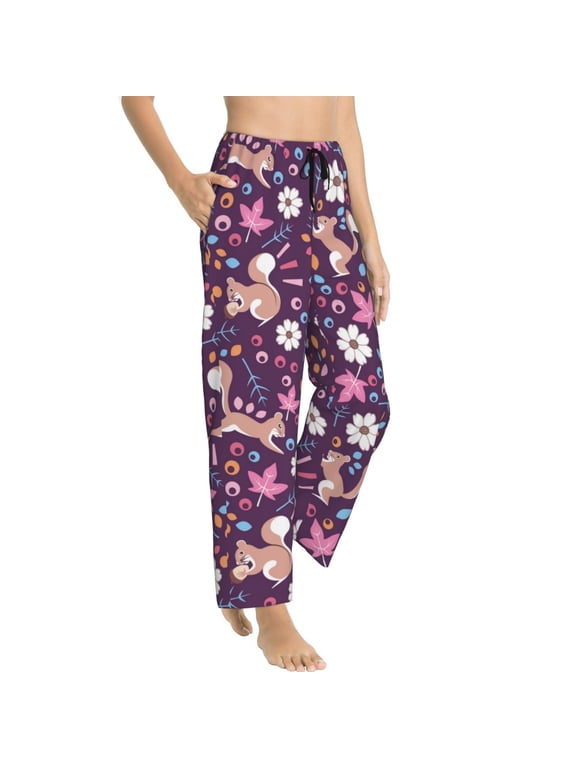 Pajama Pants Women - Casual Cartoon Cute Squirrel Soft Breathable Sleep & Lounge Pants for Women, Comfy Casual Pj Pants Bottoms with Pockets