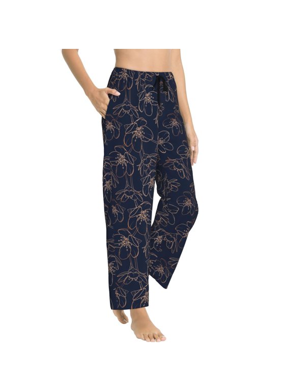 Pajama Pants Women - Copper-Gold Gloss Outline berry Soft Breathable Sleep & Lounge Pants for Women, Comfy Casual Pj Pants Bottoms with Pockets