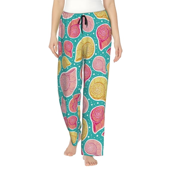 Pajama Pants Women, Corloful Seashells Sweatpants Soft Sleep Lounge Pants, Casual PJ Bottoms Pants with Pockets