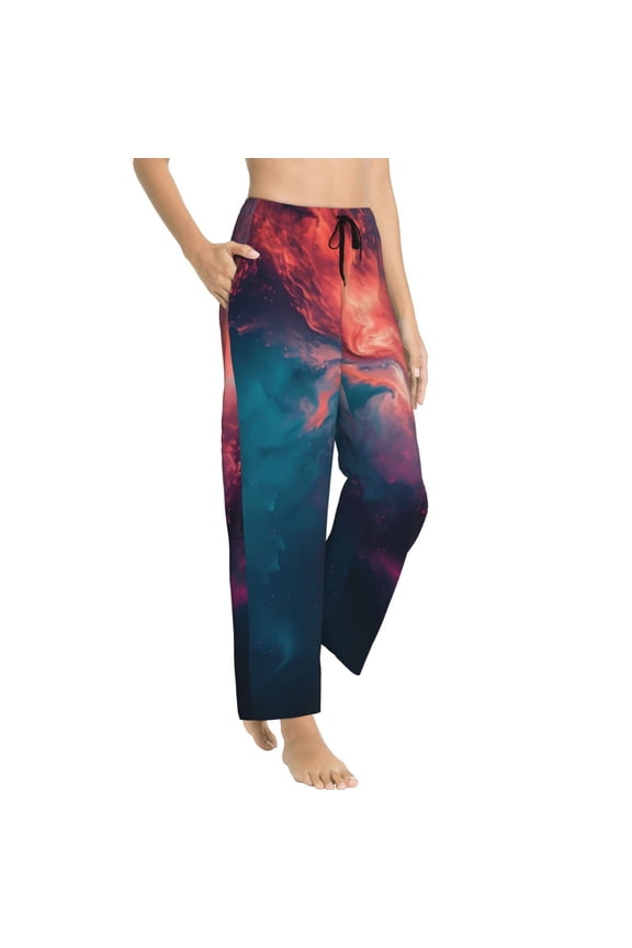 Pajama Pants Women - Cosmic Paint Swirl Soft Breathable Sleep & Lounge Pants for Women, Comfy Casual Pj Pants Bottoms with Pockets