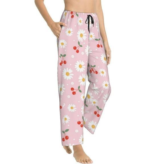 Pajama Pants Women - Cute Berry Daisy Soft Breathable Sleep & Lounge Pants for Women, Comfy Casual Pj Pants Bottoms with Pockets