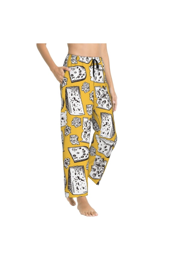 Pajama Pants Women - Cute Cheese Bread Soft Breathable Sleep & Lounge Pants for Women, Comfy Casual Pj Pants Bottoms with Pockets