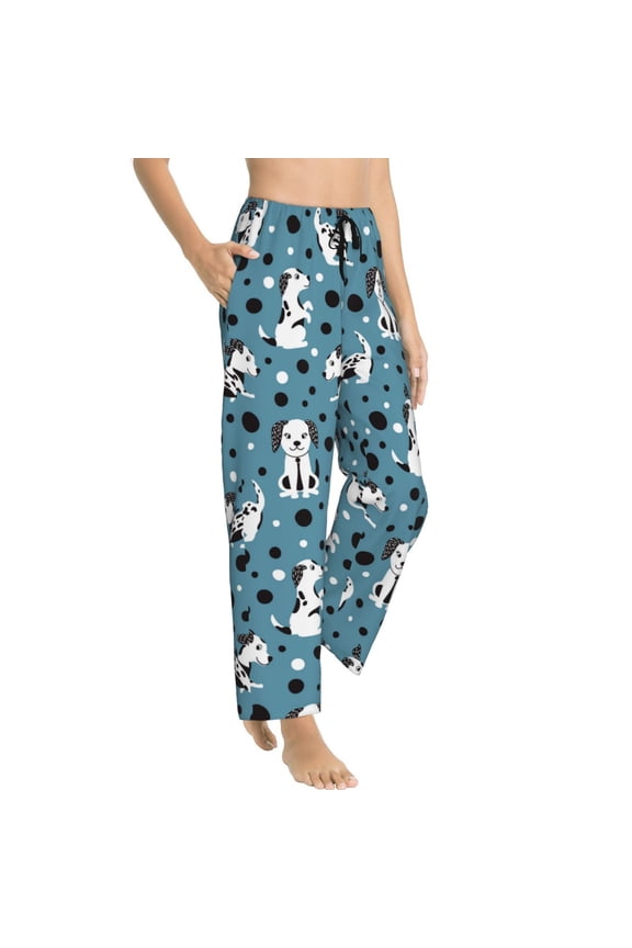 Pajama Pants Women - Cute Dalmatian Dog Puppy Soft Breathable Sleep & Lounge Pants for Women, Comfy Casual Pj Pants Bottoms with Pockets
