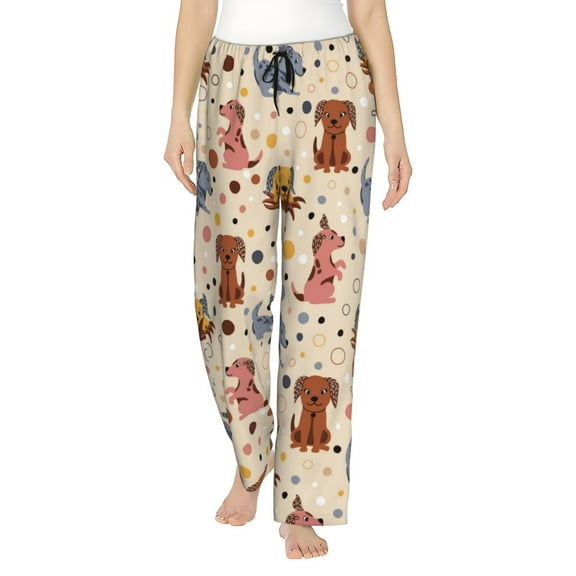 Pajama Pants Women, Cute Dog Dalmatian Lounge PJ Yoga Pants With Drawstring, Womens Sleepwear Pajama Bottom