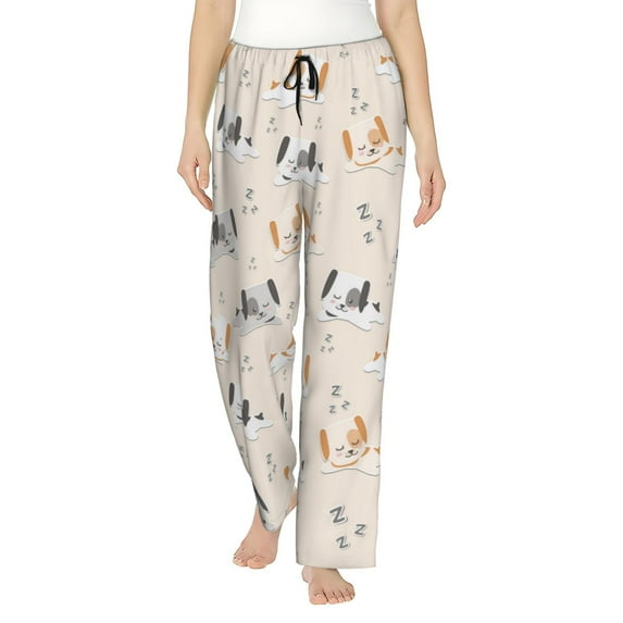 Pajama Pants Women, Cute Dog Puppy sleep Sweatpants Soft Sleep Lounge Pants, Casual PJ Bottoms Pants with Pockets