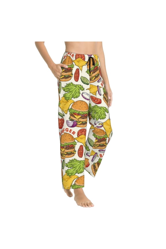 Pajama Pants Women - Cute Food Vegetable Cheese Soft Breathable Sleep & Lounge Pants for Women, Comfy Casual Pj Pants Bottoms with Pockets
