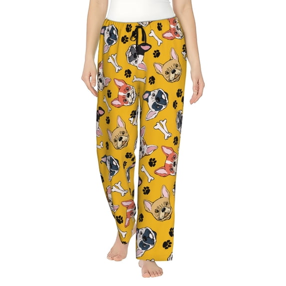 Pajama Pants Women, Cute French Bulldog Bones_A Sweatpants Soft Sleep Lounge Pants, Casual PJ Bottoms Pants with Pockets