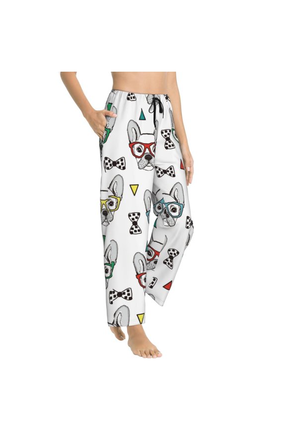 Pajama Pants Women - Cute French Bulldog G Soft Breathable Sleep & Lounge Pants for Women, Comfy Casual Pj Pants Bottoms with Pockets