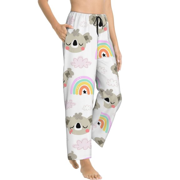 Pajama Pants Women - Cute Koala Rainbow Soft Breathable Sleep & Lounge Pants for Women, Comfy Casual Pj Pants Bottoms with Pockets