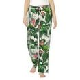 thumbnail image 1 of Pajama Pants Women, Cute Parrot Palm Leaf Green Sweatpants Soft Sleep Lounge Pants, Casual PJ Bottoms Pants with Pockets, 1 of 5