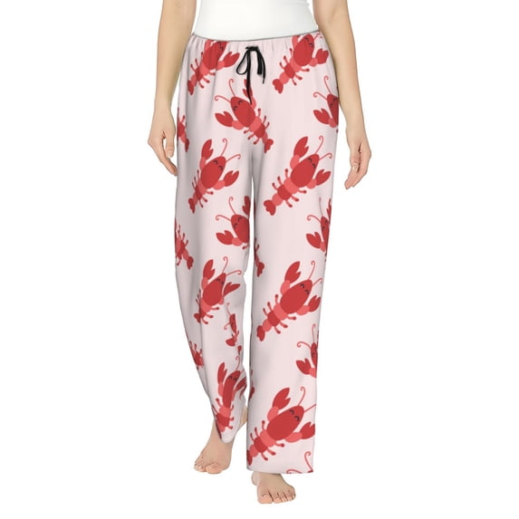 Pajama Pants Women, Cute Red Cartoon Lobster Sweatpants Soft Sleep Lounge Pants, Casual PJ Bottoms Pants with Pockets