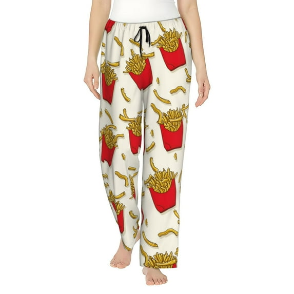 Pajama Pants Women, Cute Red Fries Sweatpants Soft Sleep Lounge Pants, Casual PJ Bottoms Pants with Pockets