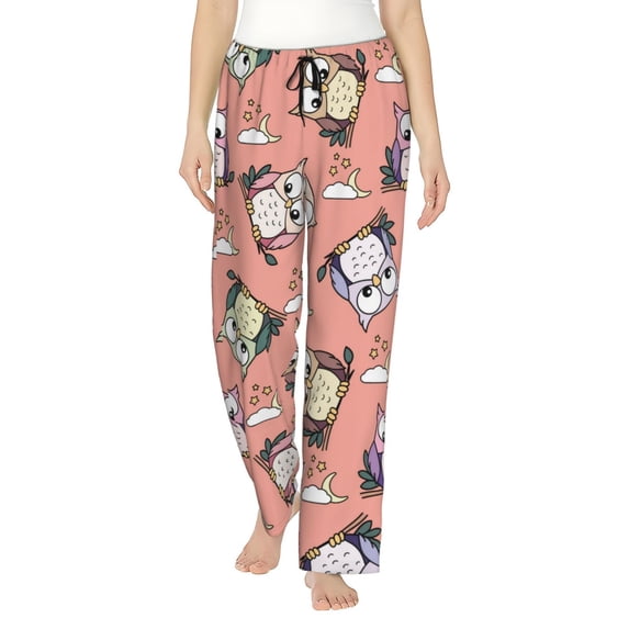 Pajama Pants Women, Cute Star Moon Owl Sweatpants Soft Sleep Lounge Pants, Casual PJ Bottoms Pants with Pockets