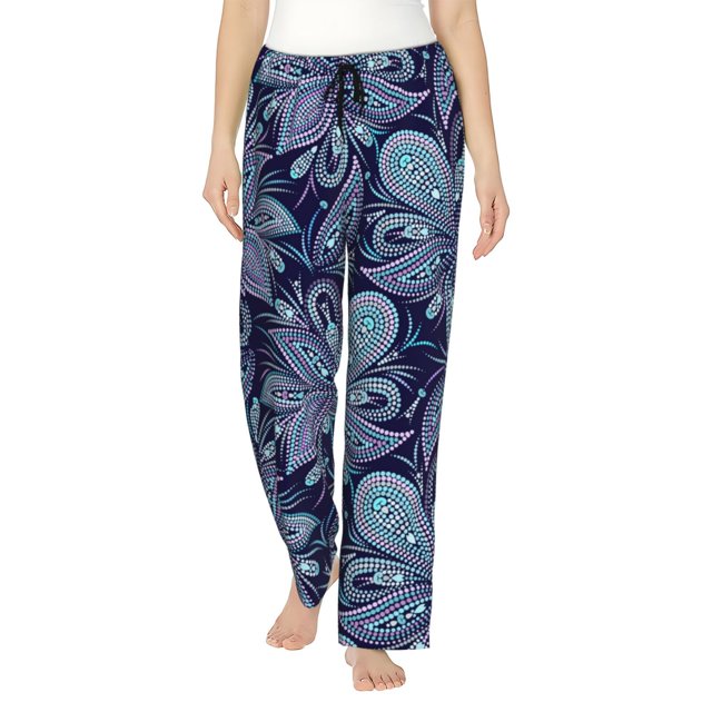 Pajama Pants Women, Dotted Floral Paisley Lounge PJ Yoga Pants With