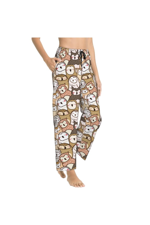 Pajama Pants Women - Funny Cartoon Owl Soft Breathable Sleep & Lounge Pants for Women, Comfy Casual Pj Pants Bottoms with Pockets