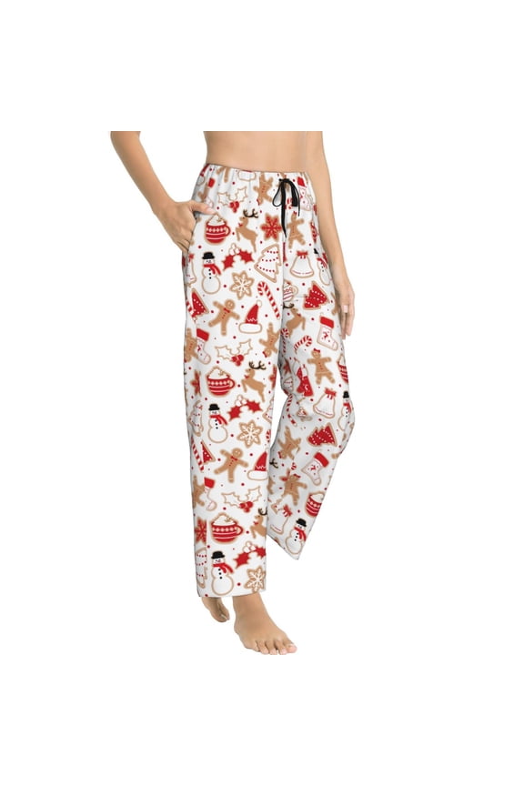 Pajama Pants Women - Gingerbread Holiday Sweets Soft Breathable Sleep & Lounge Pants for Women, Comfy Casual Pj Pants Bottoms with Pockets