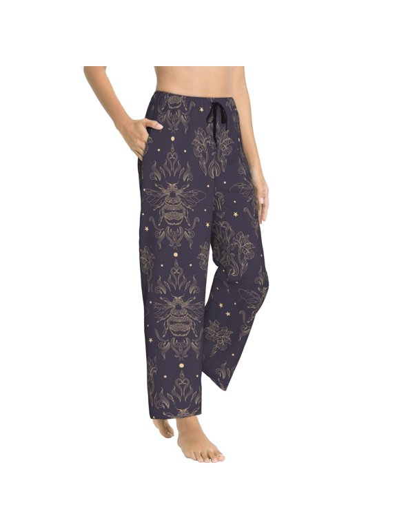 Pajama Pants Women - Golden Bumblebee Soft Breathable Sleep & Lounge Pants for Women, Comfy Casual Pj Pants Bottoms with Pockets