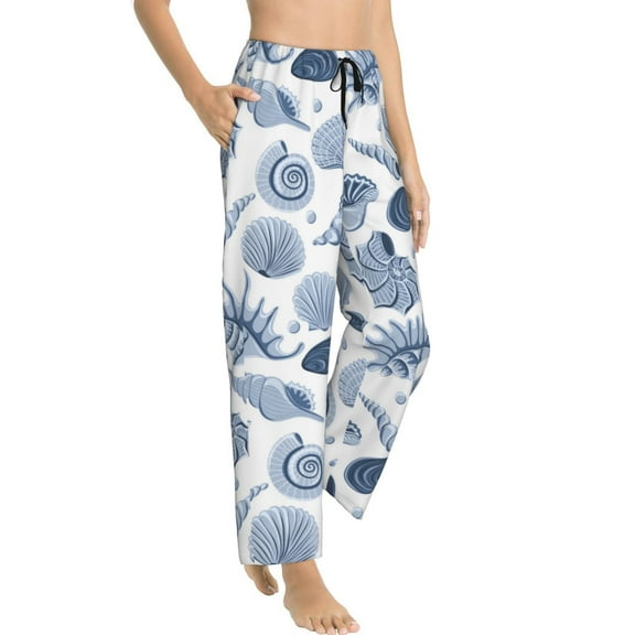 Pajama Pants Women - Gray Conch Shell Soft Breathable Sleep & Lounge Pants for Women, Comfy Casual Pj Pants Bottoms with Pockets