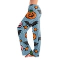 thumbnail image 1 of Pajama Pants Women Halloween Pumpkin Print Soft Drawstring Comfy Lounge Sleep Pants, 1 of 5