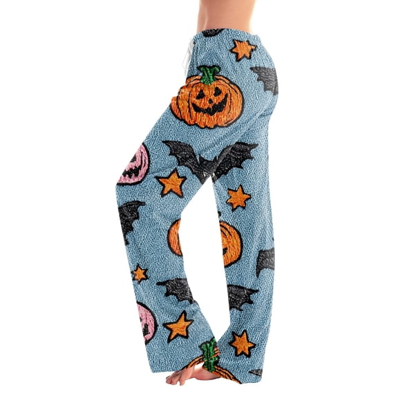 Pajama Pants Women Halloween Pumpkin Print Soft Drawstring Comfy Lounge Sleep Pants