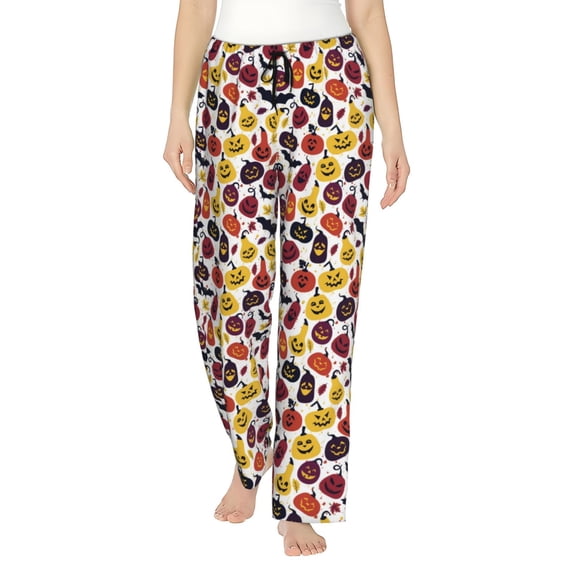 Pajama Pants Women, Halloween pumpkin Sweatpants Soft Sleep Lounge Pants, Casual PJ Bottoms Pants with Pockets