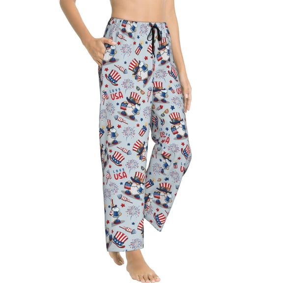 Pajama Pants Women - I Love USA Soft Breathable Sleep & Lounge Pants for Women, Comfy Casual Pj Pants Bottoms with Pockets