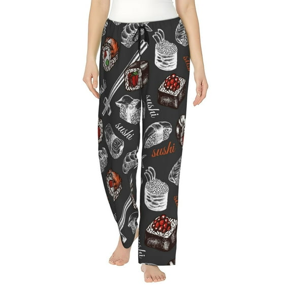 Pajama Pants Women, Japanese Sushi Hashi Sweatpants Soft Sleep Lounge Pants, Casual PJ Bottoms Pants with Pockets