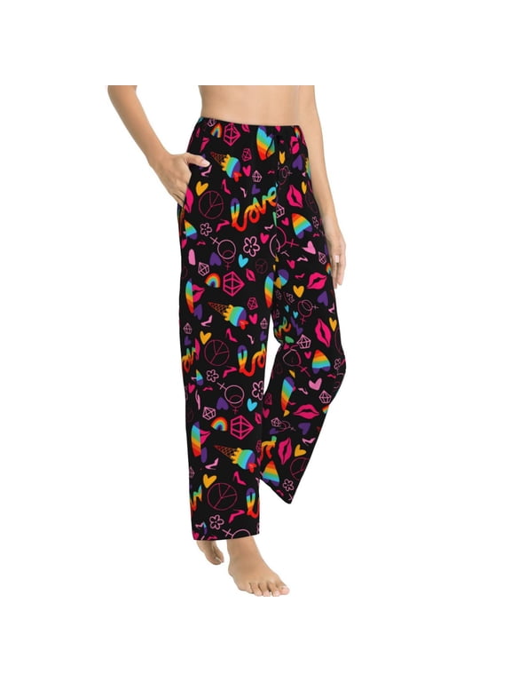 Pajama Pants Women - Lgbt Rainbow For Pride Soft Breathable Sleep & Lounge Pants for Women, Comfy Casual Pj Pants Bottoms with Pockets