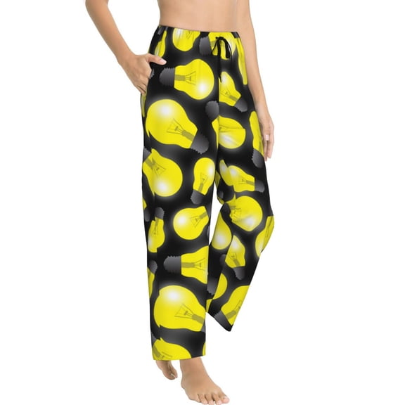 Pajama Pants Women - Light Bulb Pattern Bright Soft Breathable Sleep & Lounge Pants for Women, Comfy Casual Pj Pants Bottoms with Pockets