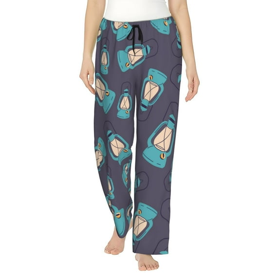 Pajama Pants Women, Light Bulbs Pattern blue Sweatpants Soft Sleep Lounge Pants, Casual PJ Bottoms Pants with Pockets