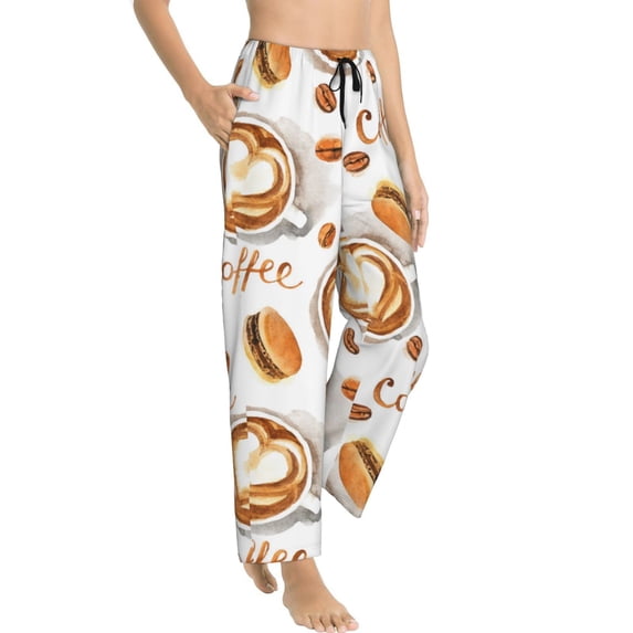 Pajama Pants Women - Love Coffee Print Soft Breathable Sleep & Lounge Pants for Women, Comfy Casual Pj Pants Bottoms with Pockets