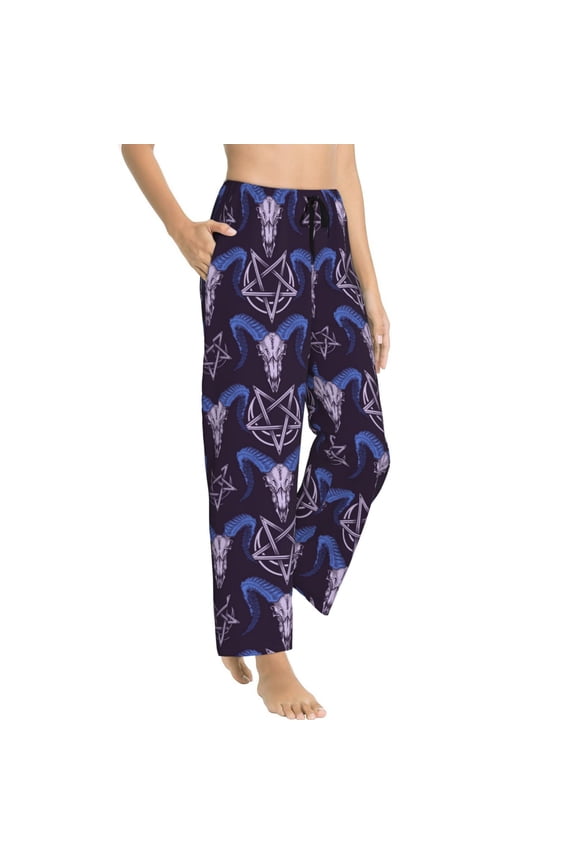 Pajama Pants Women - Magic Cartoon Cool Goat Head Stars Soft Breathable Sleep & Lounge Pants for Women, Comfy Casual Pj Pants Bottoms with Pockets