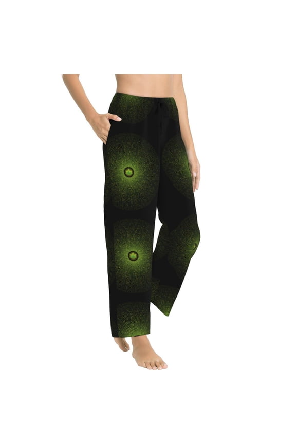 Pajama Pants Women - Mandala With Marijuana Leaf Soft Breathable Sleep & Lounge Pants for Women, Comfy Casual Pj Pants Bottoms with Pockets