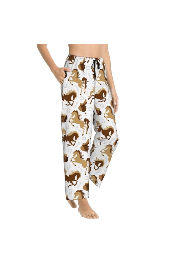 Pajama Pants Women - Minimalist Cool Horse Saddle Soft Breathable Sleep & Lounge Pants for Women, Comfy Casual Pj Pants Bottoms with Pockets