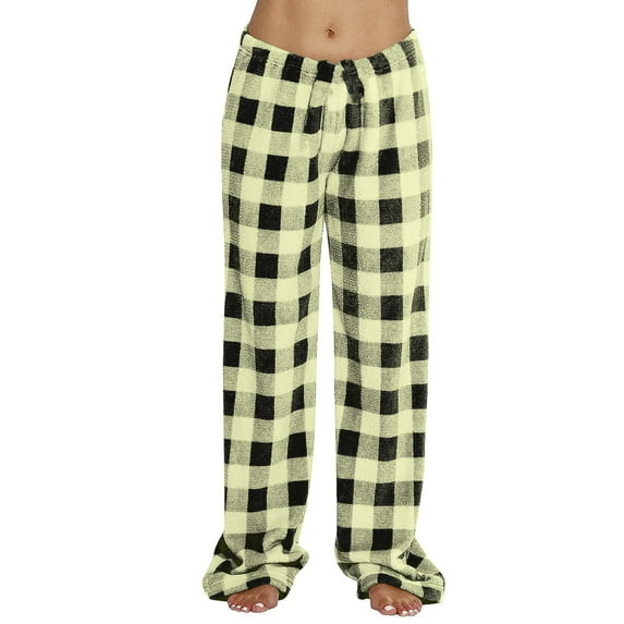 Pajama Pants Women Pajama Pants Women Flannel Warm Pants Thickened Pants Large Size For Autumn Winter Yellow S