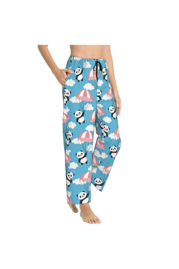 Pajama Pants Women - Panda Flying in the Sky Soft Breathable Sleep & Lounge Pants for Women, Comfy Casual Pj Pants Bottoms with Pockets