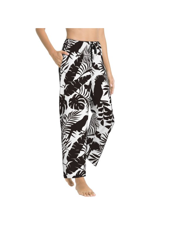 Pajama Pants Women - Parrot leaves shadow Soft Breathable Sleep & Lounge Pants for Women, Comfy Casual Pj Pants Bottoms with Pockets