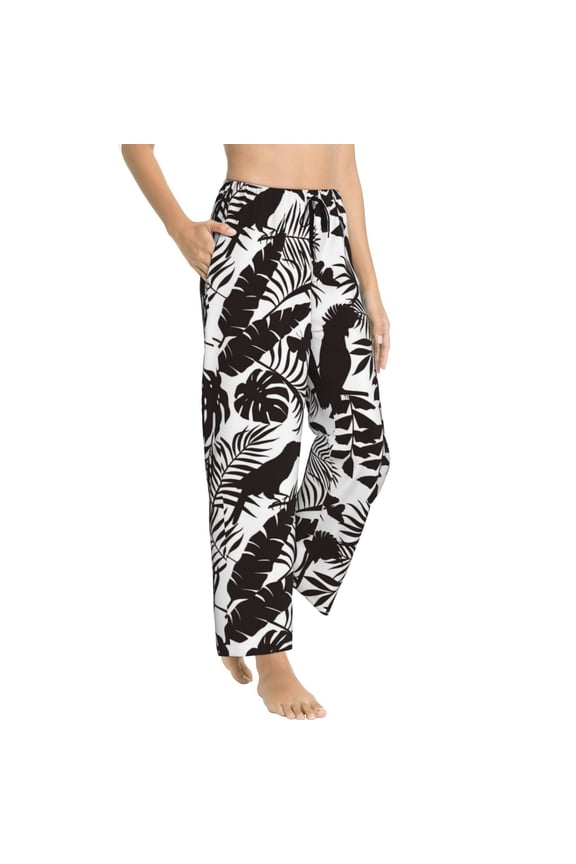 Pajama Pants Women - Parrot leaves shadow Soft Breathable Sleep & Lounge Pants for Women, Comfy Casual Pj Pants Bottoms with Pockets