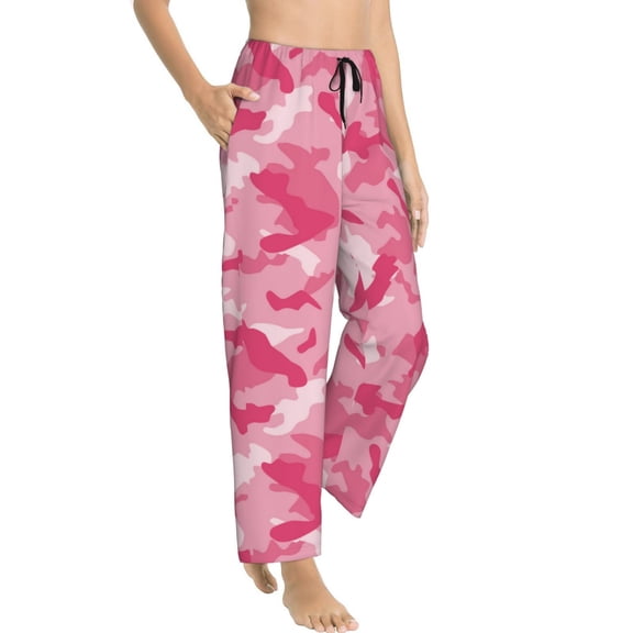 Pajama Pants Women - Pink Camouflage Soft Breathable Sleep & Lounge Pants for Women, Comfy Casual Pj Pants Bottoms with Pockets