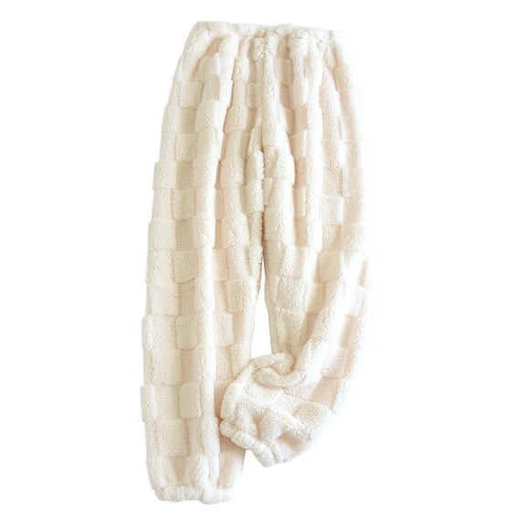 Pajama Pants Women, Prolriy Women's Winter Coral Fleece Pajama Pants Thick Loose Plus Size Loungewear Winter Pants for Women Beige M