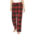 thumbnail image 1 of Pajama Pants Women, Red black plaid Sweatpants Soft Sleep Lounge Pants, Casual PJ Bottoms Pants with Pockets, 1 of 5