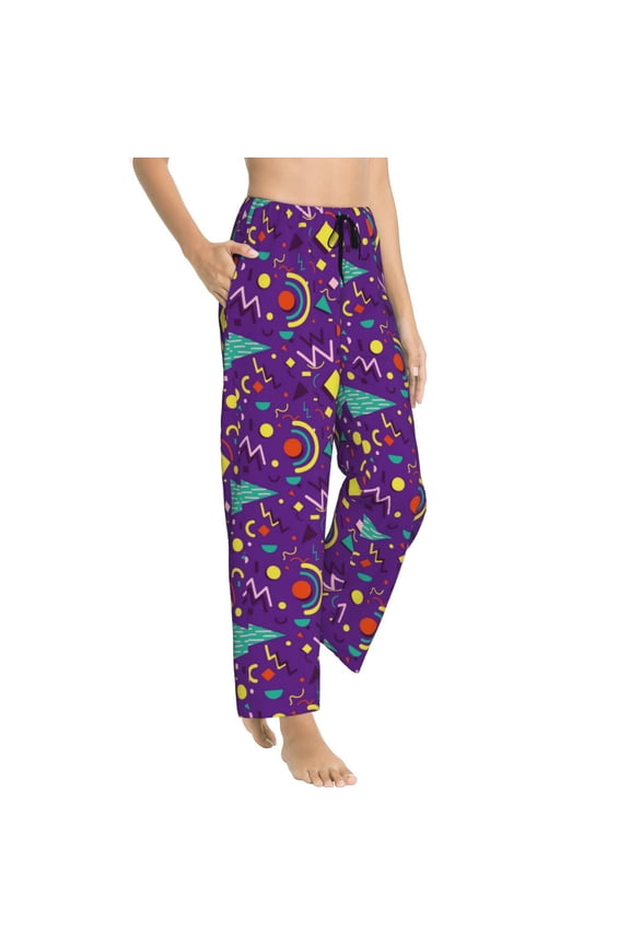 Pajama Pants Women - Retro 80s Style Soft Breathable Sleep & Lounge Pants for Women, Comfy Casual Pj Pants Bottoms with Pockets