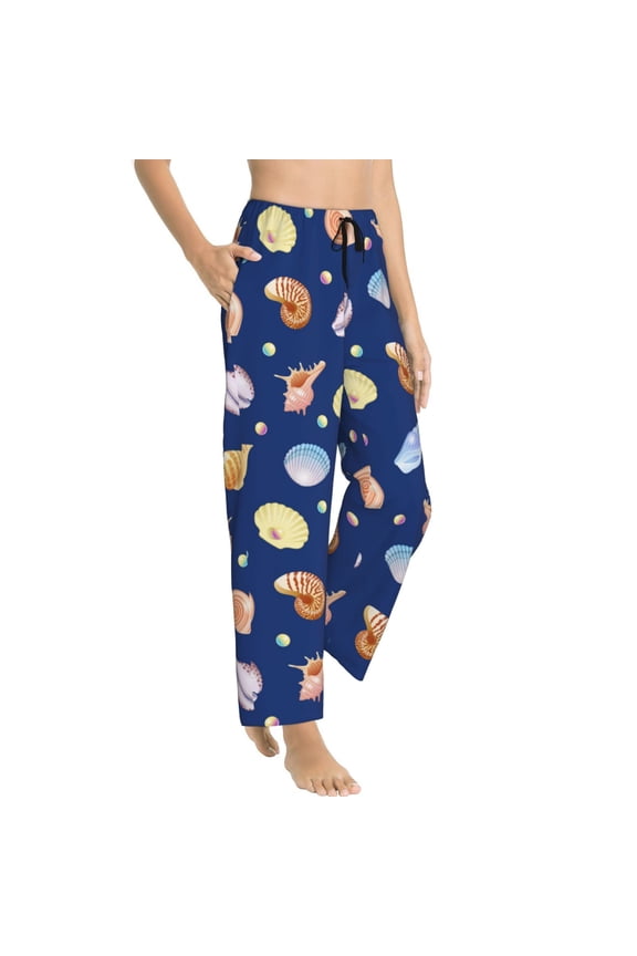 Pajama Pants Women - Shell Conch Blue Soft Breathable Sleep & Lounge Pants for Women, Comfy Casual Pj Pants Bottoms with Pockets