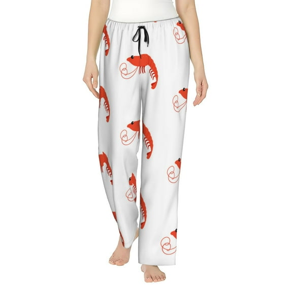Pajama Pants Women, Shrimp No.9078 Sweatpants Soft Sleep Lounge Pants, Casual PJ Bottoms Pants with Pockets