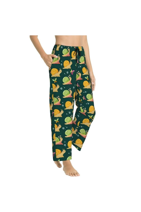 Pajama Pants Women - Snails And Butterfies Soft Breathable Sleep & Lounge Pants for Women, Comfy Casual Pj Pants Bottoms with Pockets