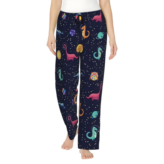 Pajama Pants Women, Space dinosaur Sweatpants Soft Sleep Lounge Pants, Casual PJ Bottoms Pants with Pockets