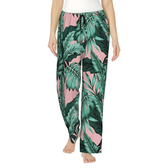 Pajama Pants Women, Summer Green Tree Sweatpants Soft Sleep Lounge Pants, Casual PJ Bottoms Pants with Pockets