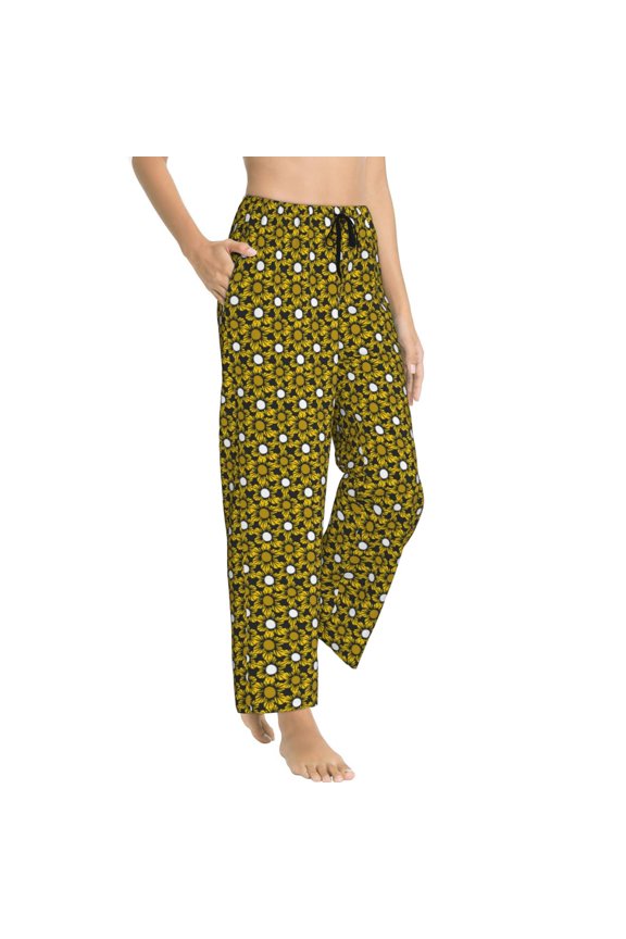 Pajama Pants Women - Sunflowers K Soft Breathable Sleep & Lounge Pants for Women, Comfy Casual Pj Pants Bottoms with Pockets