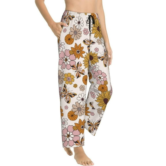 Pajama Pants Women - Sunflowers Pumpkin Soft Breathable Sleep & Lounge Pants for Women, Comfy Casual Pj Pants Bottoms with Pockets