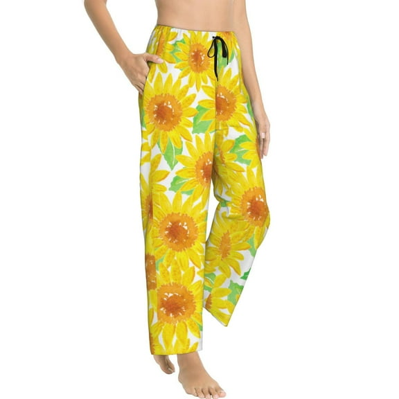 Pajama Pants Women - Sunflowers2 Soft Breathable Sleep & Lounge Pants for Women, Comfy Casual Pj Pants Bottoms with Pockets